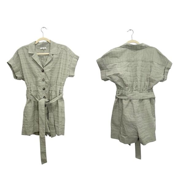 NWT MADEWELL Seersucker Camp Romper in Ashen Sage - Picture 9 of 11
